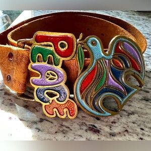 1967 ISRAELI MADE PEACE 🌈 w DOVE BELT TOMORROW OUR HOSTAGES COME HOME ❤️‍🩹❤️‍🩹